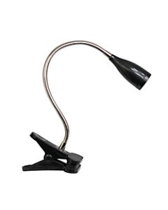 Simple Designs Flexible Gooseneck LED Clip Lamp, Adjustable, 17-11/16inH, Black