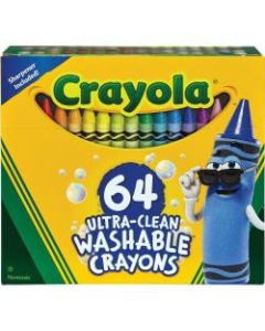 Crayola Ultra-Clean Washable Crayons, Assorted Colors, Box Of 64 Crayons