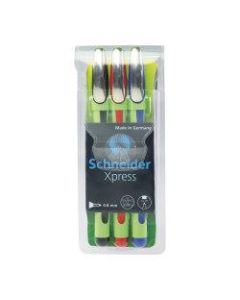 Schneider Xpress Porous-Point Pens, Needle Point, 0.8 mm, Assorted Barrels, Assorted Ink Colors, Pack Of 3