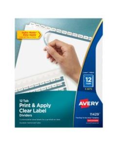 Avery Print & Apply Clear Label Dividers With Index Maker Easy Apply Printable Label Strip And White Tabs, 12-Tab, Box Of 5 Sets