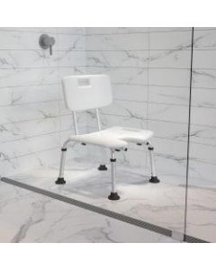Flash Furniture Hercules Adjustable Bath And Shower Chair With U-Shaped Cutout, 33-3/4inH x 19-1/4inW x 20-1/2inD, White
