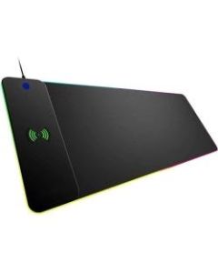 DSI 10W Wireless Charging Mouse, Keyboard Pad Non Slip With RGB LED - Textured - 11.25in x 13.80in Dimension - Black - Rubber, Cloth - Anti-slip, Anti-fray, Water Resistant, Spill Resistant - 1 Pack