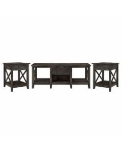 Bush Furniture Key West Coffee Table With Set Of 2 End Tables, Dark Gray Hickory, Standard Delivery