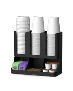 Mind Reader Flume 6-Compartment Upright Coffee Condiment And Cup Organizer, Black