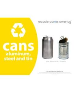 Recycle Across America Aluminum Cans Standardized Recycling Labels, CANS-8511, 8 1/2in x 11in, Yellow