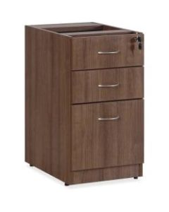 Lorell Essentials 22inD Vertical 3-Drawer Fixed Pedestal File Cabinet, Metal, Walnut