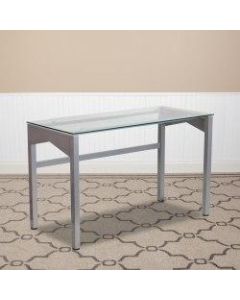 Flash Furniture 48inW Contemporary Glass Computer Desk, Clear/Silver