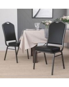 Flash Furniture HERCULES Series Crown-Back Stacking Banquet Chairs, Black/Silver, Set Of 4 Chairs