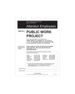ComplyRight State Specialty Poster, Public Work Project, English, New York, 8 1/2in x 11in