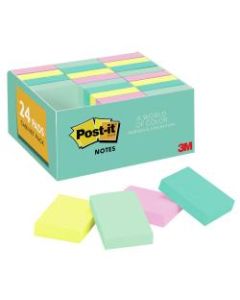 Post-it Notes, 1-1/2in x 2in, Marseille Color Collection, Pack Of 24 Pads