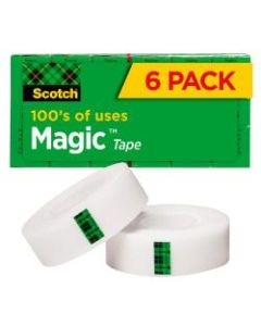 Scotch Magic Invisible Tape, 3/4in x 1296in, Clear, Pack of 6 rolls