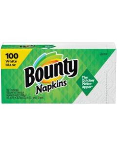 Bounty Quilted 1-Ply Napkins, 15in x 17in, White, Pack Of 100 Napkins