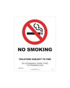 ComplyRight City & County Specialty Posters, No Smoking, English, Philadelphia, 8 1/2in x 11in