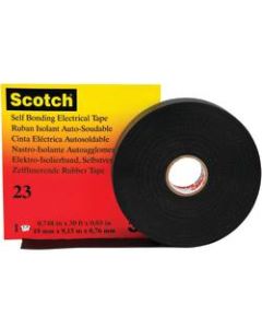 3M 23 Rubber Splicing Tape, 0.75in x 30ft, Black, Case Of 20
