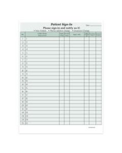 HIPAA Compliant Patient/Visitor Privacy 2-Part Sign-In Sheets, 8-1/2in x 11in, Green, Pack Of 1,000 Sheets