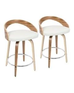 LumiSource Grotto Mid-Century Modern Counter Stools, Zebra/White, Set Of 2 Stools