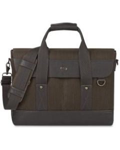 Solo Executive Carrying Case (Briefcase) for 15.6in Notebook - Black, Gray - Damage Resistant - Vinyl, Cotton - Shoulder Strap, Handle - 12in Height x 16in Width x 3in Depth - 1 Pack