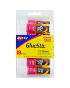 Avery Permanent Glue Stics, 0.26 Oz., Pack Of 18