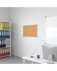 Flash Furniture Cork Board, 23 1/2in x 35 1/2in, Aluminum Frame With Silver Finish