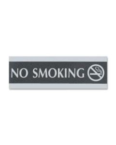 U.S. Stamp & Sign Century Series No Smoking Sign - 1 Each - No Smoking Print/Message - 9in Width x 3in Height - Silver Print/Message Color - Mounting Hardware - Black, Silver