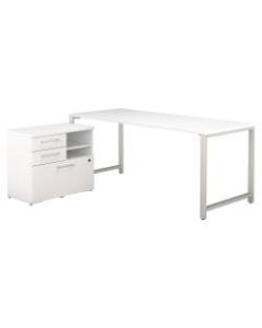 Bush Business Furniture 400 Series Table Desk with Storage, 72inW x 30inD, White, Premium Installation