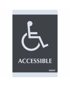 U.S. Stamp & Sign Century Series ADA Sign, 6in x 9in, "Accessible", Black/Silver