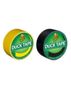 Duck Brand Duct Tape Rolls, 1.88in x 20 Yd, Yellow/Black, Pack Of 2 Rolls