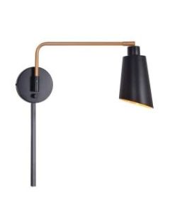 Kenroy Home Alvar Wall-Mounted Swing Arm Lamp, 12inW, Black