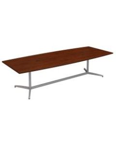 Bush Business Furniture 120inW x 48inD Boat Shaped Conference Table with Metal Base, Hansen Cherry, Standard Delivery