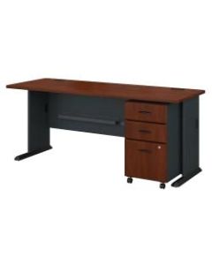 Bush Business Furniture Office Advantage 72inW Desk With Mobile File Cabinet, Hansen Cherry/Galaxy, Standard Delivery