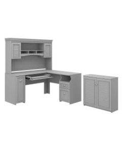Bush Furniture Fairview 60inW L-Shaped Desk With Hutch And Small Storage Cabinet, Cape Cod Gray, Standard Delivery