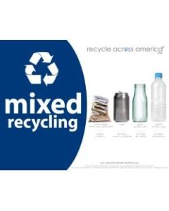 Recycle Across America Mixed Standardized Recycling Labels, MXD-8511, 8 1/2in x 11in, Navy Blue