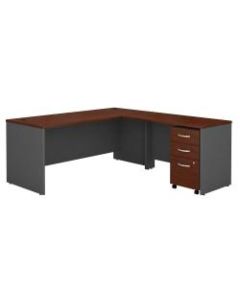 Bush Business Furniture Components 72inW L Shaped Desk with 3 Drawer Mobile File Cabinet, Hansen Cherry/Graphite Gray, Standard Delivery