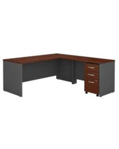 Bush Business Furniture Components 72inW L Shaped Desk with 3 Drawer Mobile File Cabinet, Hansen Cherry/Graphite Gray, Premium Installation