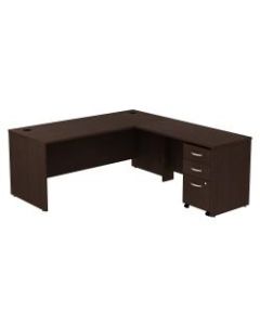 Bush Business Furniture Components 72inW L Shaped Desk with 3 Drawer Mobile File Cabinet, Mocha Cherry, Standard Delivery