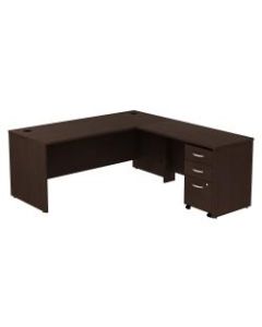 Bush Business Furniture Components 72inW L Shaped Desk with 3 Drawer Mobile File Cabinet, Mocha Cherry, Premium Installation