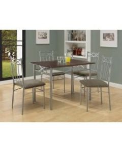 Monarch Specialties 5-Piece Dining Set, Rectangular, Cappuccino/Silver