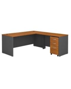 Bush Business Furniture Components 72inW L Shaped Desk with 3 Drawer Mobile File Cabinet, Natural Cherry/Graphite Gray, Standard Delivery