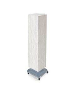 Azar Displays 4-Sided Pegboard Tower Floor Display With Wheels, 68in x 18in, White/Silver