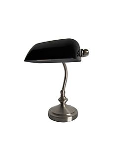 Simple Designs Traditional Mini Bankers Lamp with Black Glass Shade