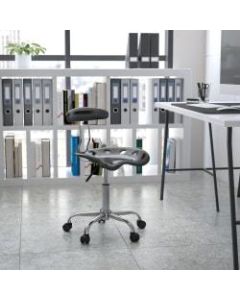 Flash Furniture Vibrant Low-Back Task Chair With Tractor Seat, Black/Chrome