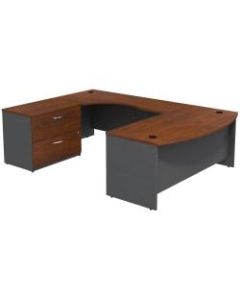 Bush Business Furniture Components Bow Front U Shaped Desk With 2 Drawer Lateral File Cabinet, Hansen Cherry/Graphite Gray, Standard Delivery