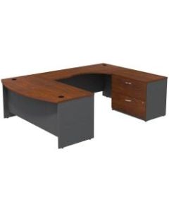 Bush Business Furniture Components Bow Front U Shaped Desk With 2 Drawer Lateral File Cabinet, Hansen Cherry/Graphite Gray, Standard Delivery