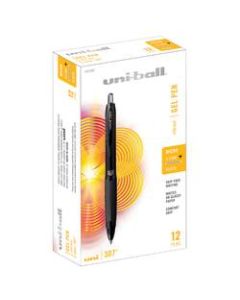 uni-ball 307 Retractable Gel Pens, Microtip Point, 0.5 mm, Black Barrel, Black Ink, Pack Of 12