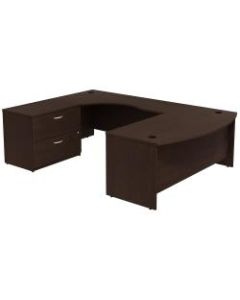 Bush Business Furniture Components Bow Front U Shaped Desk With 2 Drawer Lateral File Cabinet, Mocha Cherry, Standard Delivery