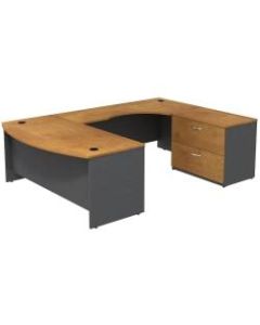 Bush Business Furniture Components Bow Front U Shaped Desk With 2 Drawer Lateral File Cabinet, Natural Cherry/Graphite Gray, Standard Delivery