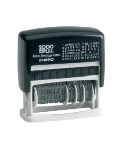 2000 PLUS Date Phrase Dater Stamp Self-Inking 12-in-1 Micro Date Message Dater Stamp, 12 Phrases, Approved, Urgent, Emailed, Cancelled, Charged, Checked, Delivered, Credit, Faxed, Paid, Received, Shipped; Black Ink