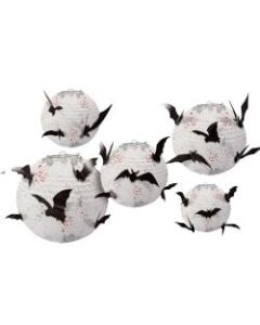 Amscan Paper Halloween Lanterns with Bat Add-Ons, Multiple Sizes, 2 Per Pack, Carton Of 5 Packs