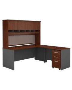Bush Business Furniture Components 72inW L Shaped Desk with Hutch and 3 Drawer Mobile File Cabinet, Hansen Cherry/Graphite Gray, Premium Installation