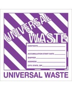 Tape Logic Preprinted Shipping Labels, DL1303, Universal Waste, Square, 6in x 6in, Purple/White, Roll Of 500